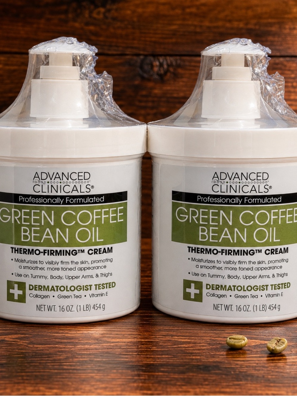 2 Pack Advanced Clinicals Green Coffee Bean Oil Thermo-Firming Cream 16 oz Each